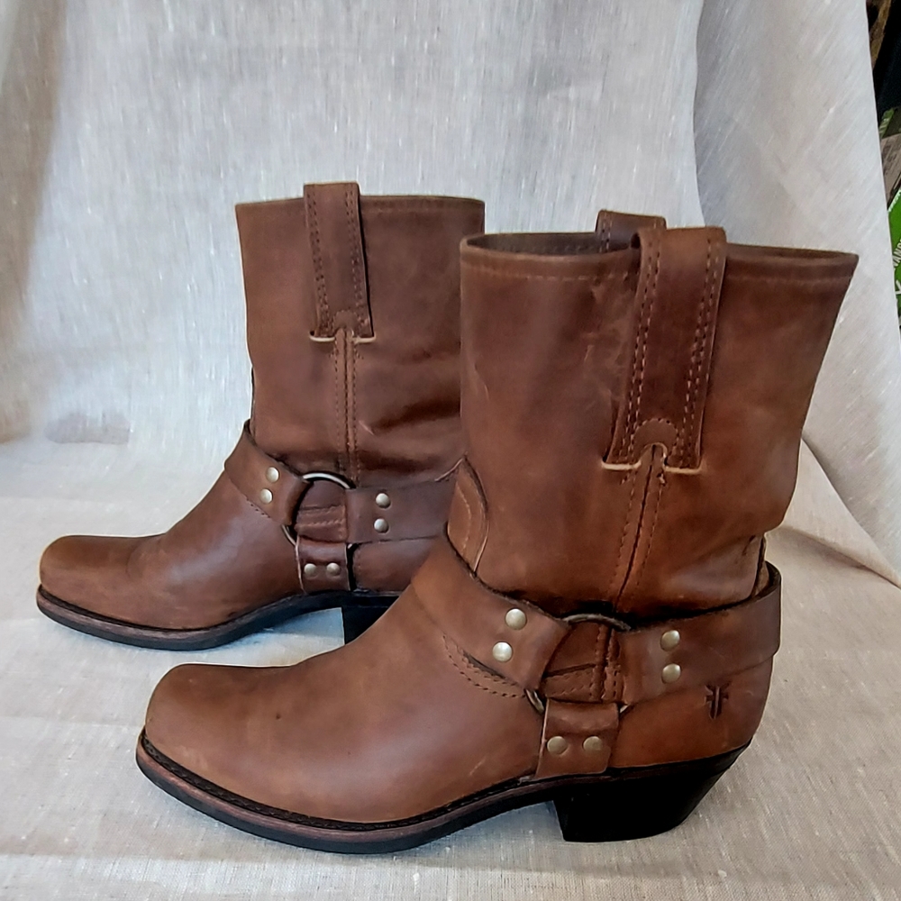 Frye Harness Ankle Boot Brown, Size 9 1/2 D(Regular)